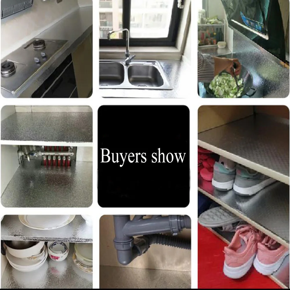 Kitchen Wall Sticker, Aluminum Foil, Waterproof, Removable, Self Adhesive, Oil Proof Wallpaper, Wide 40 cm, 60cm