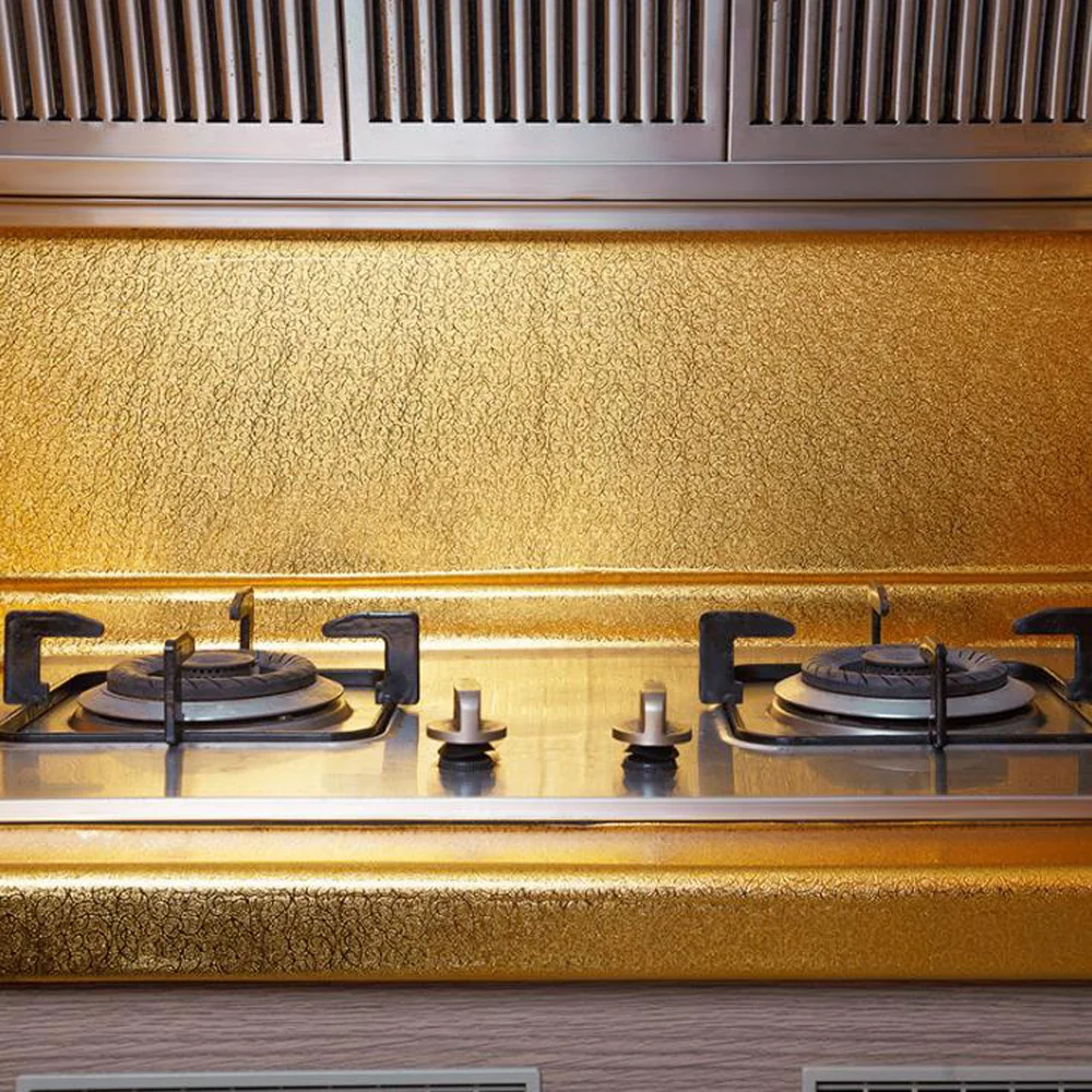 Kitchen Wall Sticker, Aluminum Foil, Waterproof, Removable, Self Adhesive, Oil Proof Wallpaper, Wide 40 cm, 60cm