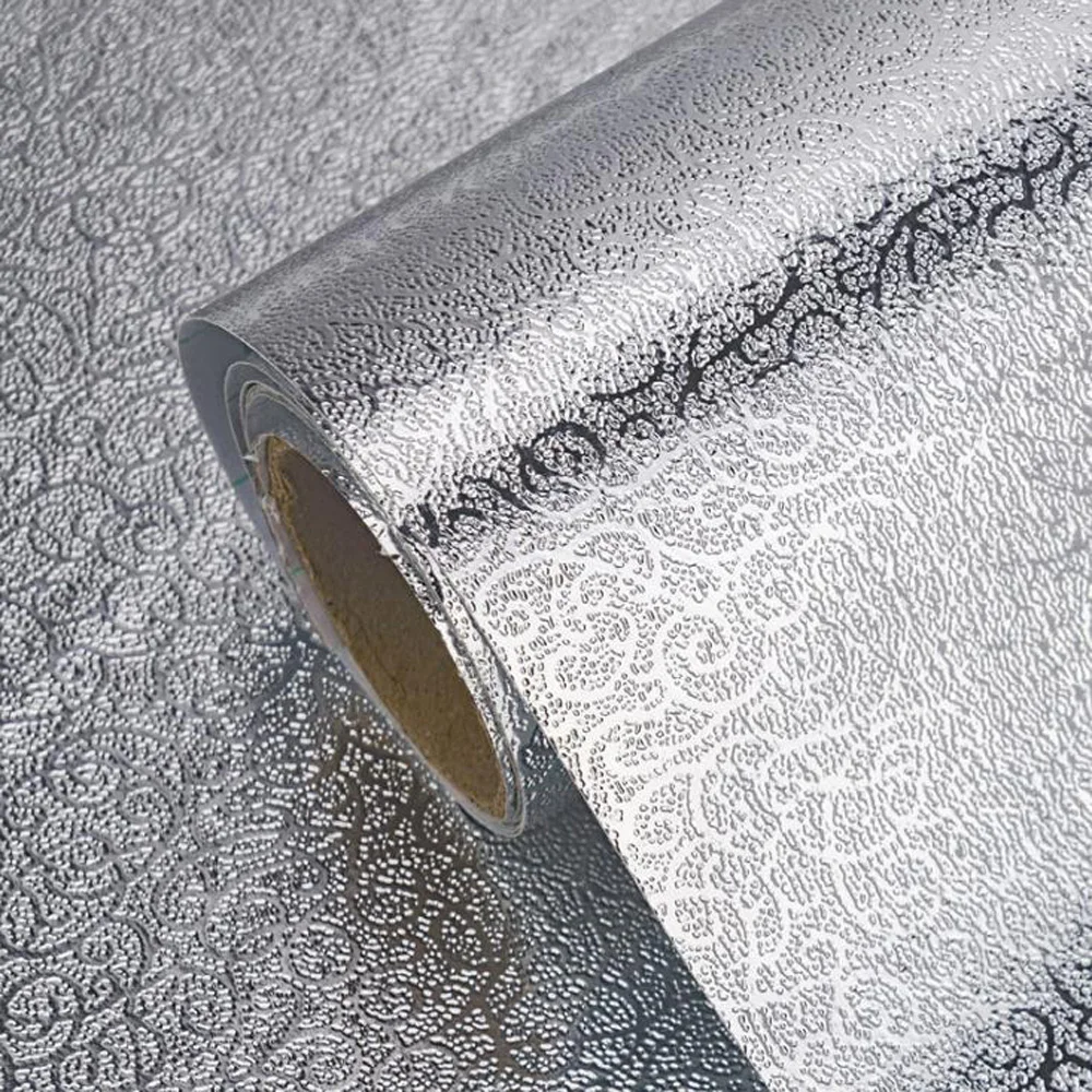 Kitchen Wall Sticker, Aluminum Foil, Waterproof, Removable, Self Adhesive, Oil Proof Wallpaper, Wide 40 cm, 60cm