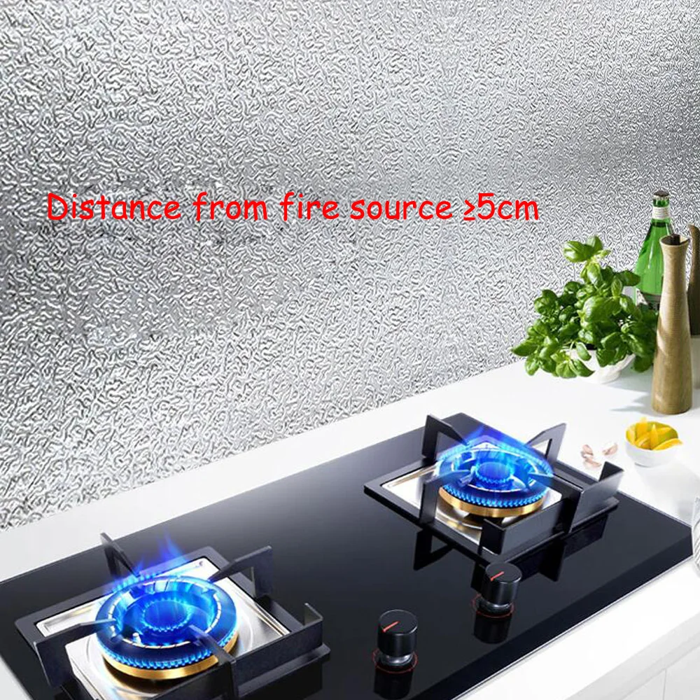 Kitchen Wall Sticker, Aluminum Foil, Waterproof, Removable, Self Adhesive, Oil Proof Wallpaper, Wide 40 cm, 60cm